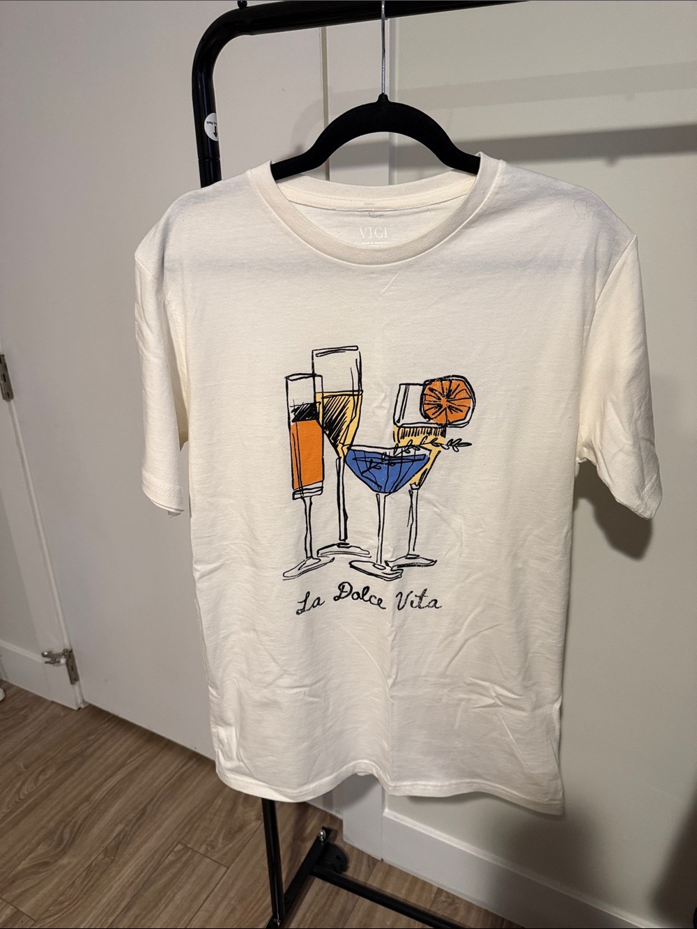 Vici Cream/Tan Basic Top with Vici Logo